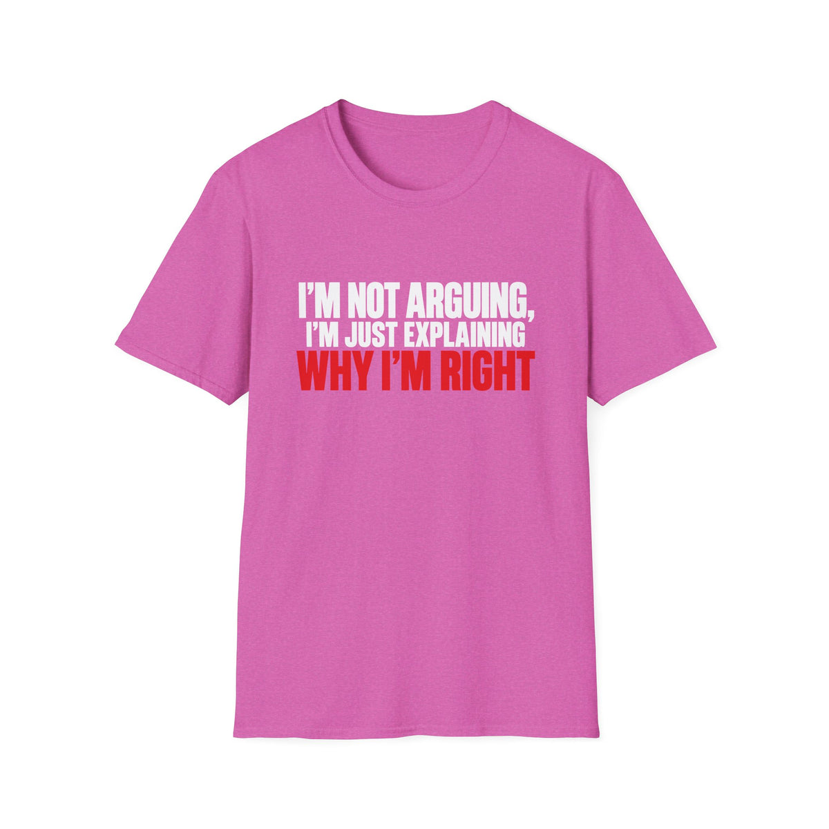I'm Not Arguing, I'm Just Explaining Why I'm Right — Bold Statement Graphic Unisex Softstyle T-Shirt