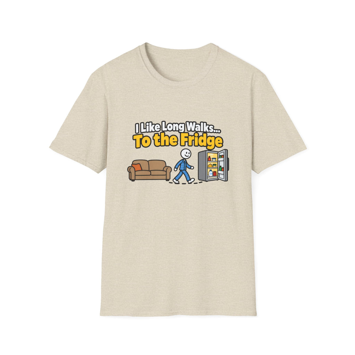 I Like Long Walks To The Fridge — Funny Couch & Snack Humor Graphic Unisex Softstyle T-Shirt