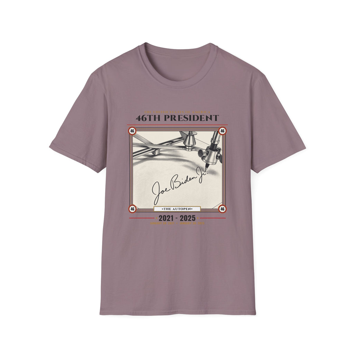 46th President - The Autopen (2021–2025) Vintage Engraving Portrait Unisex Softstyle T-Shirt