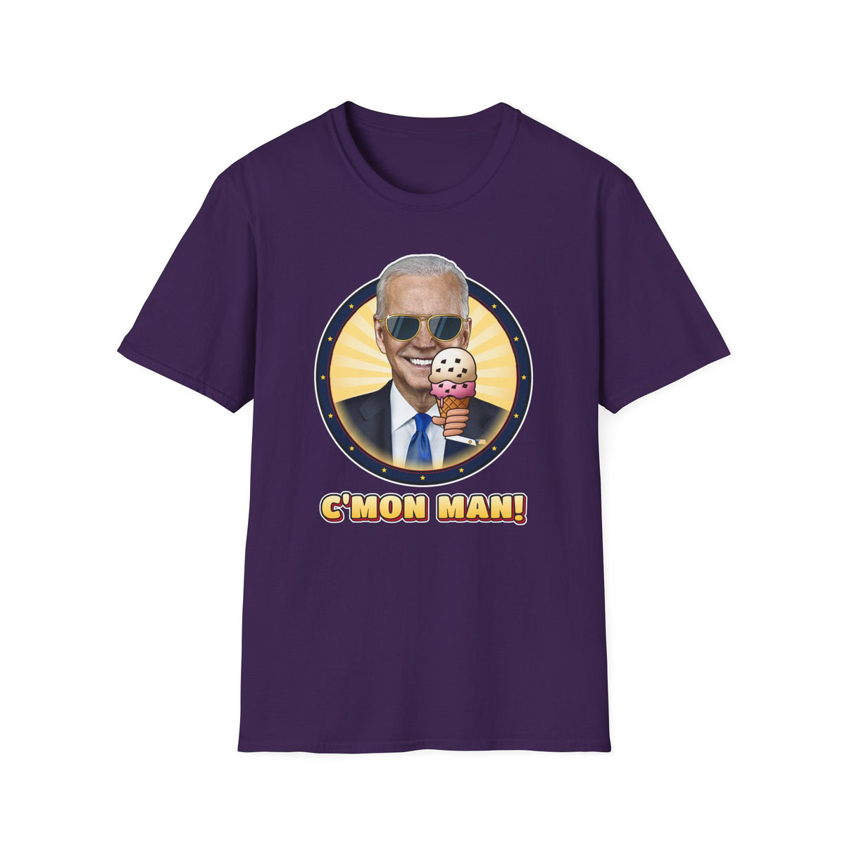 C'mon Man! — Joe Biden Aviators & Ice Cream Graphic Unisex Softstyle T-Shirt