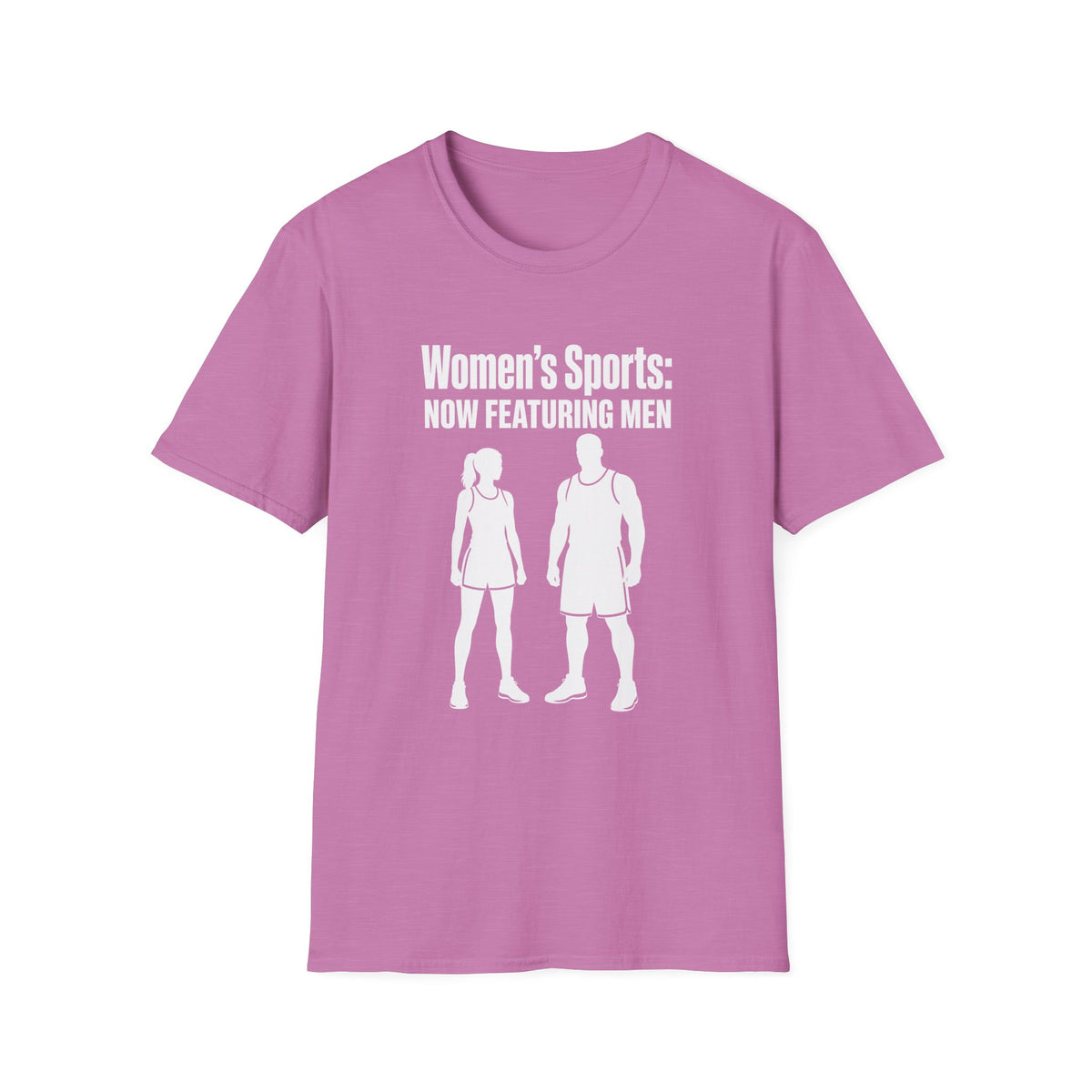 Women's Sports Now Featuring Men — Athlete Silhouette Political Satire Unisex Softstyle T-Shirt