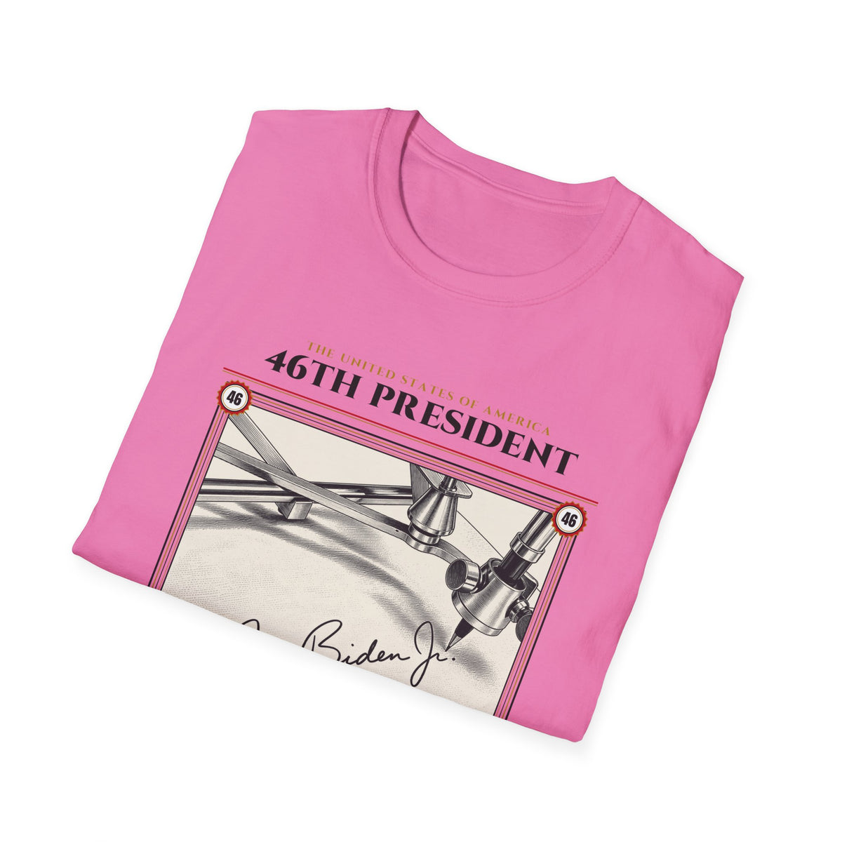 46th President - The Autopen (2021–2025) Vintage Engraving Portrait Unisex Softstyle T-Shirt