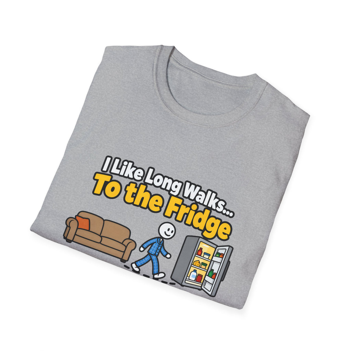 I Like Long Walks To The Fridge — Funny Couch & Snack Humor Graphic Unisex Softstyle T-Shirt