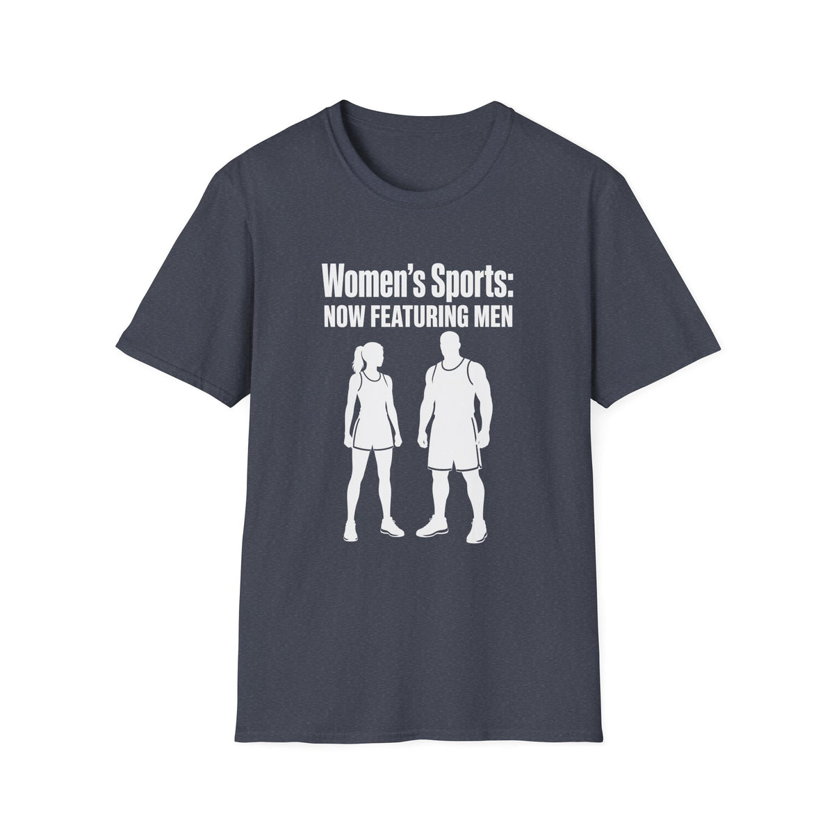 Women's Sports Now Featuring Men — Athlete Silhouette Political Satire Unisex Softstyle T-Shirt