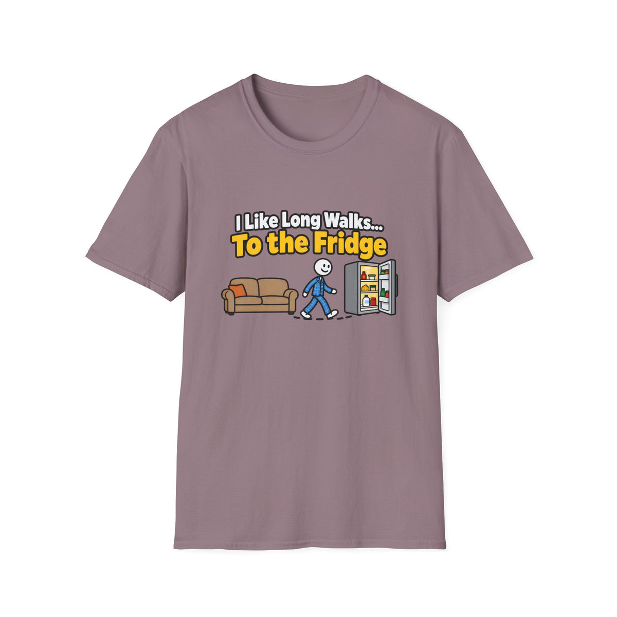 I Like Long Walks To The Fridge — Funny Couch & Snack Humor Graphic Unisex Softstyle T-Shirt