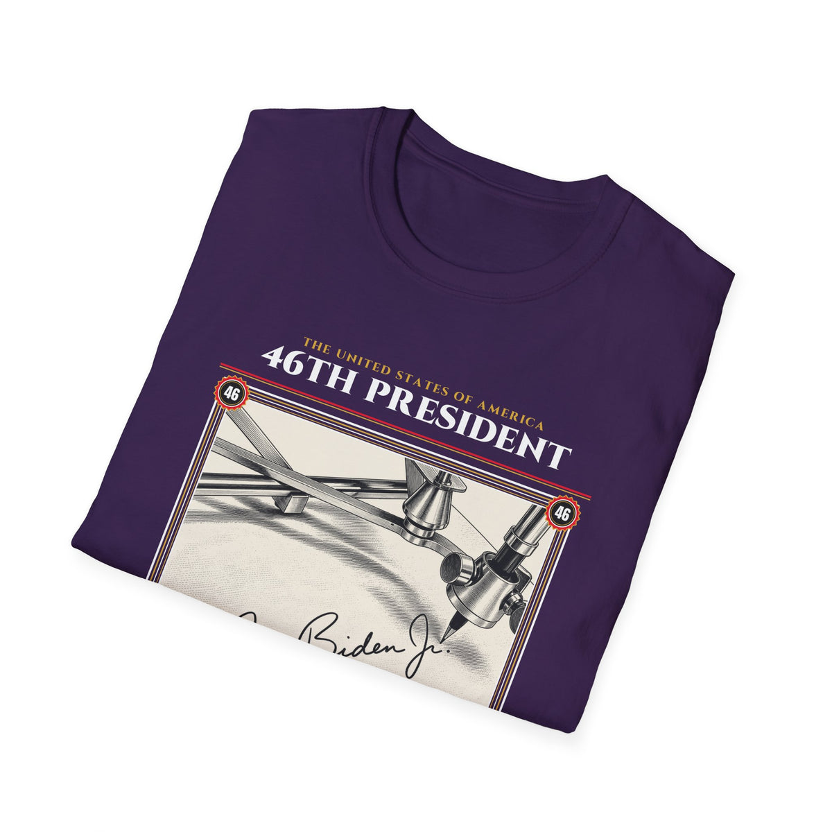 46th President - The Autopen (2021–2025) Vintage Engraving Portrait Unisex Softstyle T-Shirt