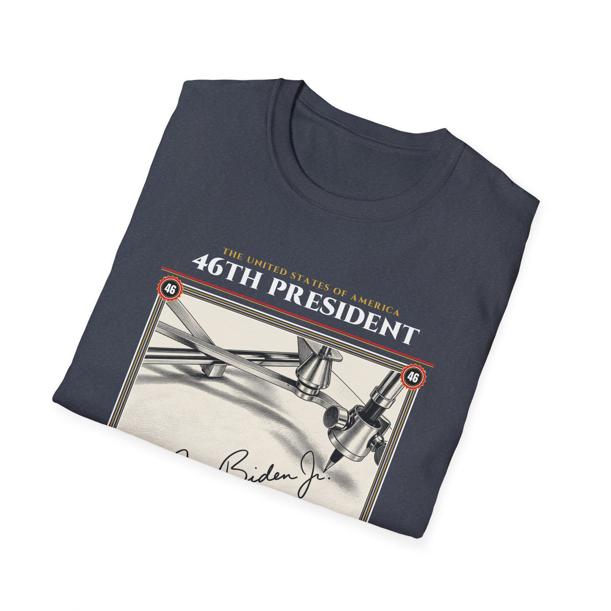 46th President - The Autopen (2021–2025) Vintage Engraving Portrait Unisex Softstyle T-Shirt