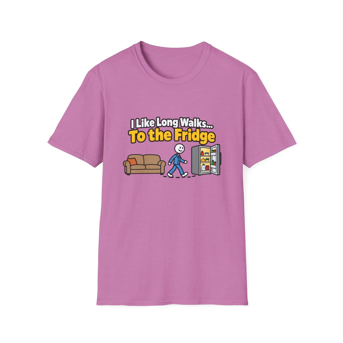 I Like Long Walks To The Fridge — Funny Couch & Snack Humor Graphic Unisex Softstyle T-Shirt