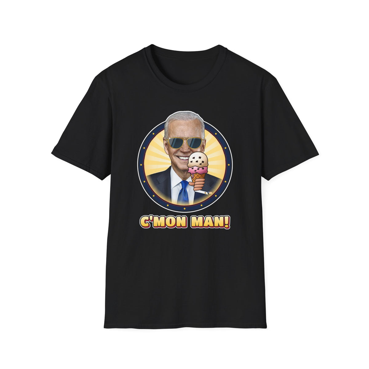 C'mon Man! — Joe Biden Aviators & Ice Cream Graphic Unisex Softstyle T-Shirt