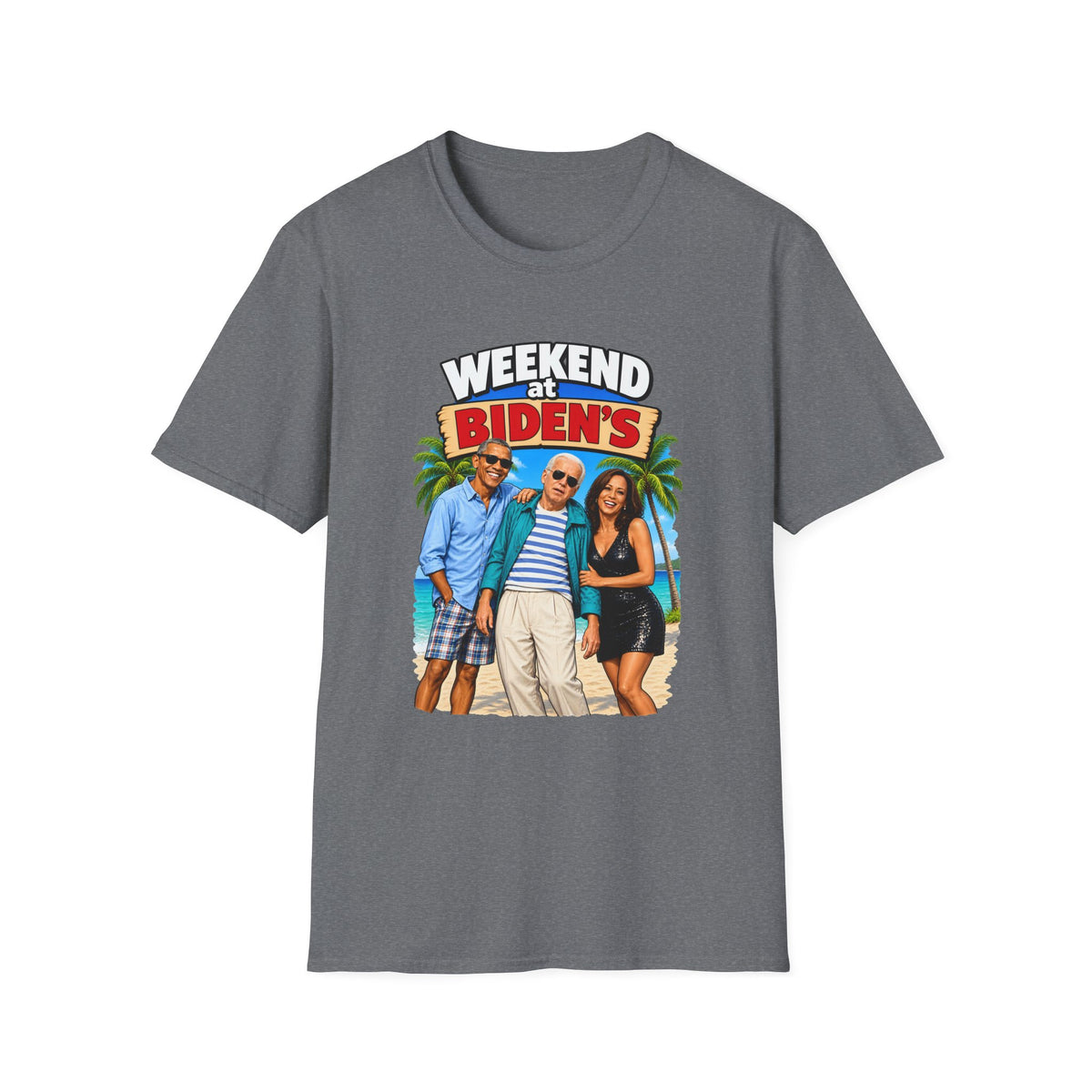 Weekend At Biden's — Beach Party Parody Graphic Unisex Softstyle T-Shirt