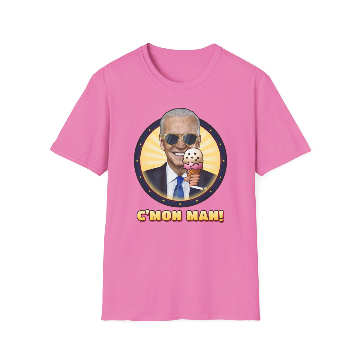 C'mon Man! — Joe Biden Aviators & Ice Cream Graphic Unisex Softstyle T-Shirt
