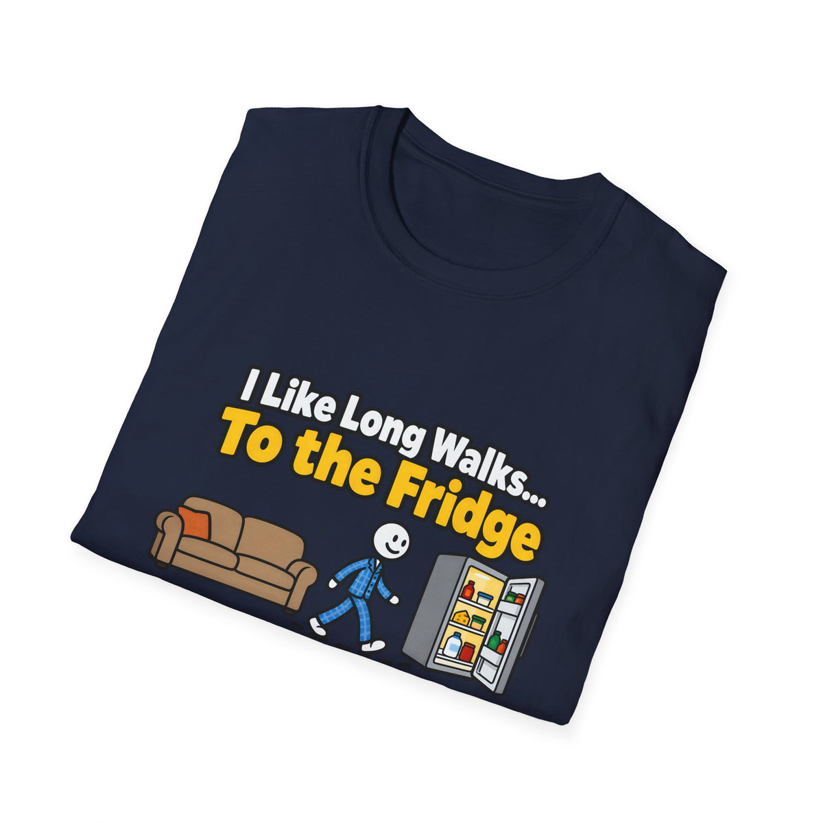 I Like Long Walks To The Fridge — Funny Couch & Snack Humor Graphic Unisex Softstyle T-Shirt