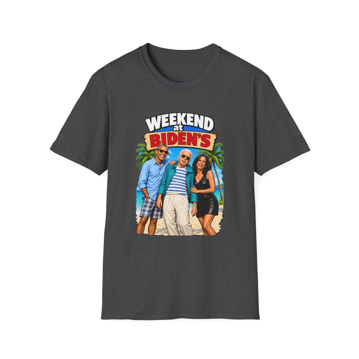 Weekend At Biden's — Beach Party Parody Graphic Unisex Softstyle T-Shirt