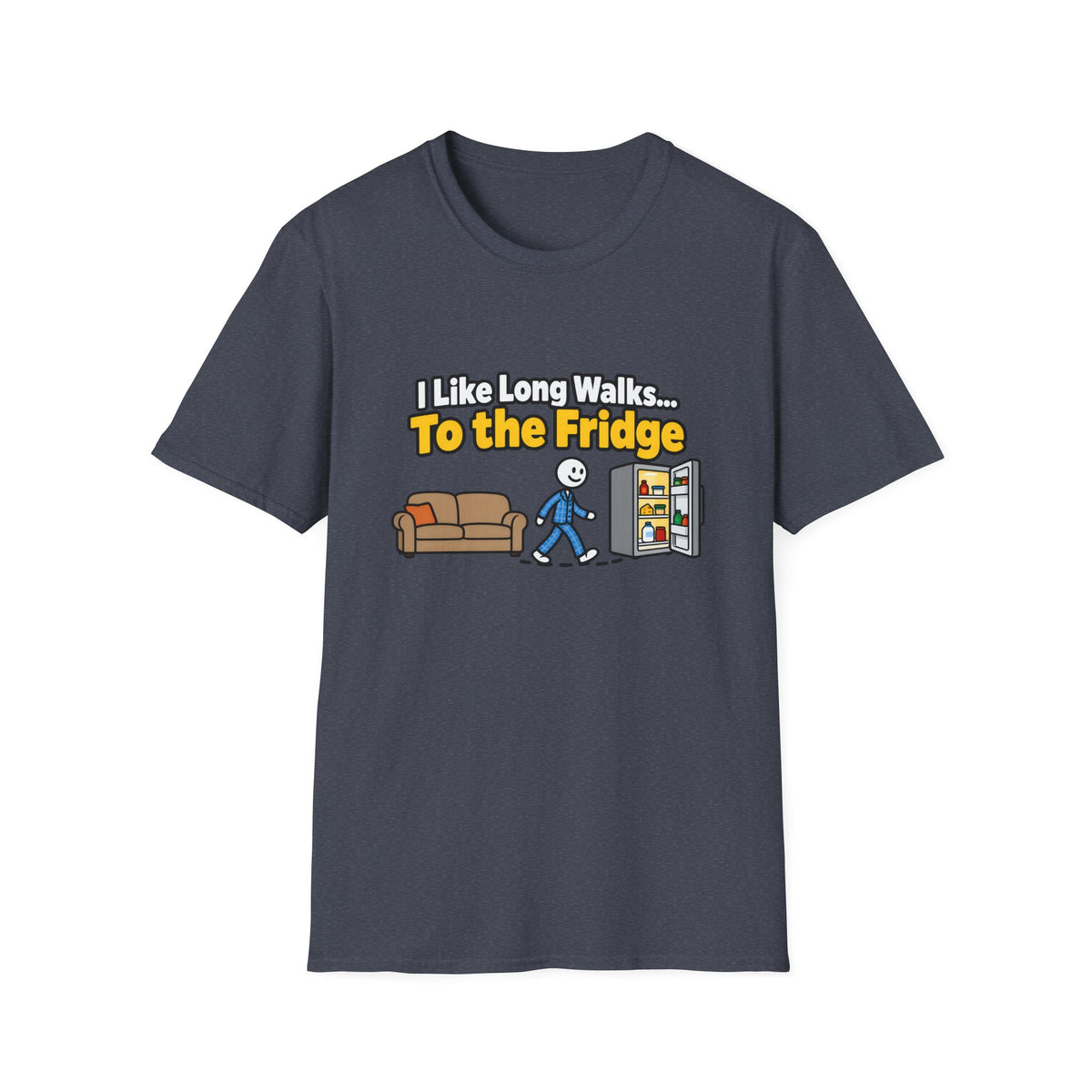I Like Long Walks To The Fridge — Funny Couch & Snack Humor Graphic Unisex Softstyle T-Shirt