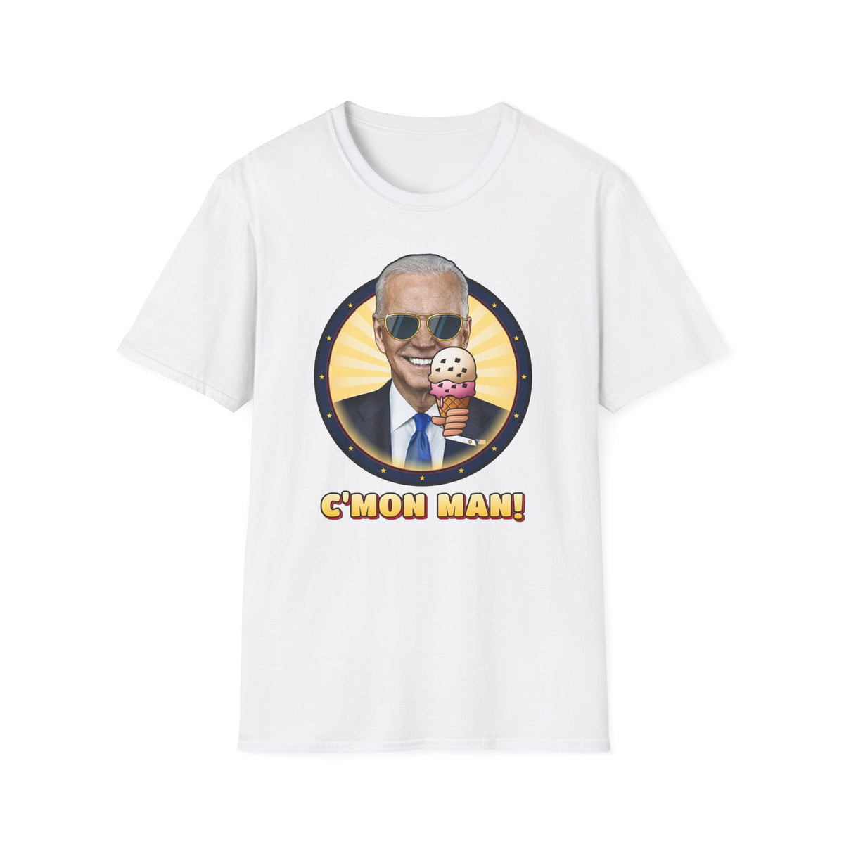 C'mon Man! — Joe Biden Aviators & Ice Cream Graphic Unisex Softstyle T-Shirt