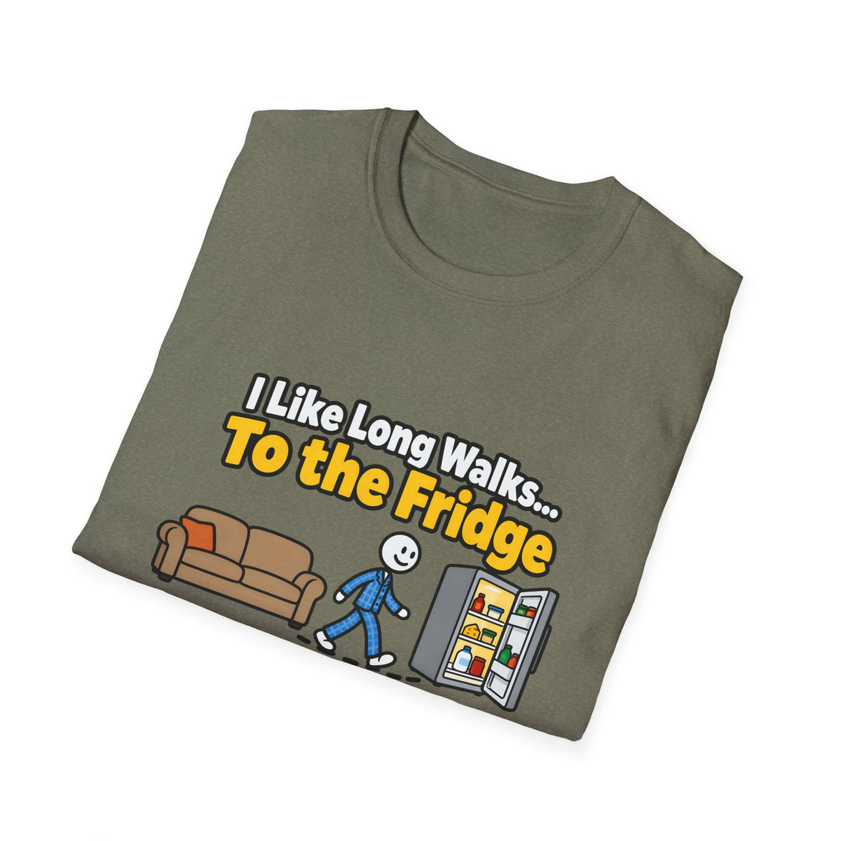 I Like Long Walks To The Fridge — Funny Couch & Snack Humor Graphic Unisex Softstyle T-Shirt
