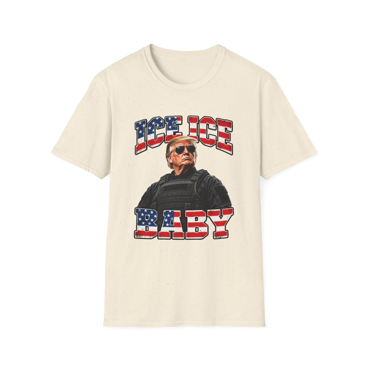 Ice Ice Baby — Trump Tactical Vest & American Flag Graphic Unisex Softstyle T-Shirt