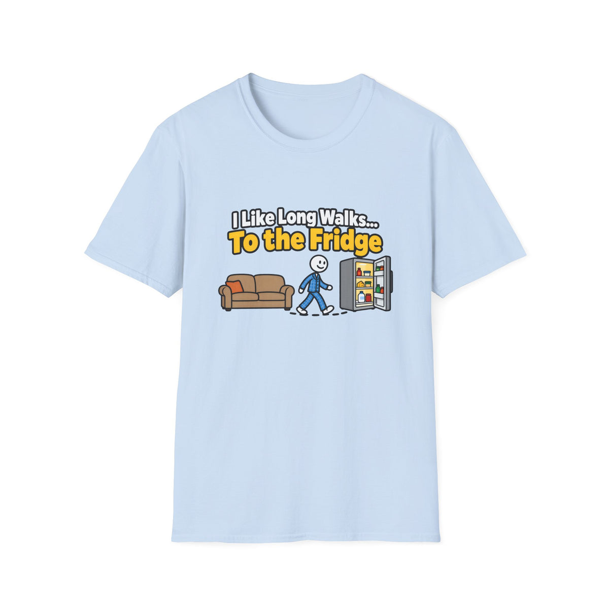 I Like Long Walks To The Fridge — Funny Couch & Snack Humor Graphic Unisex Softstyle T-Shirt