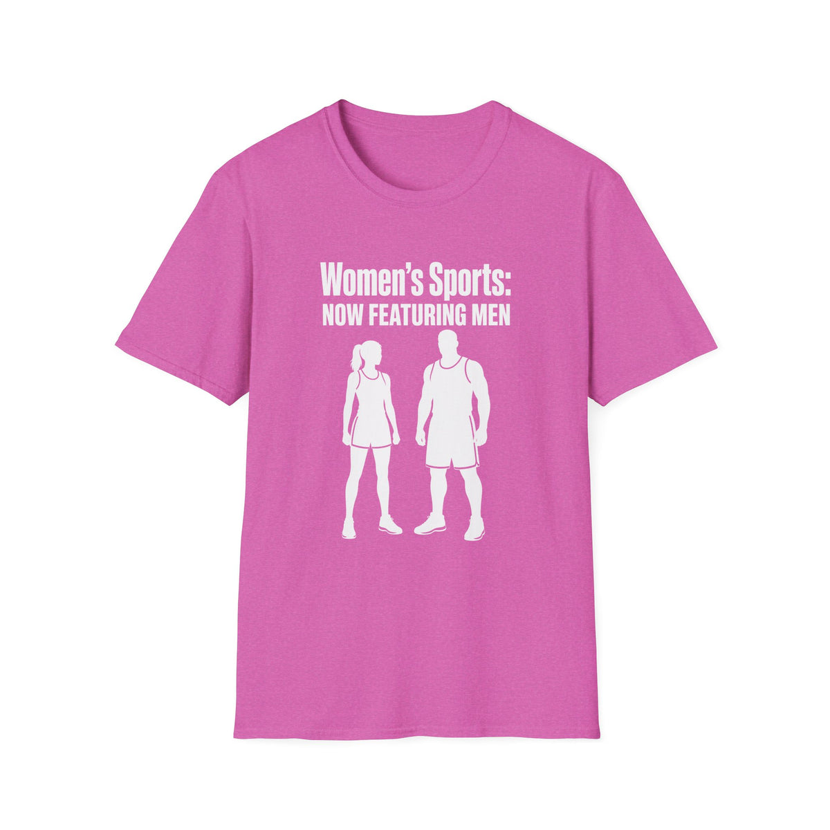 Women's Sports Now Featuring Men — Athlete Silhouette Political Satire Unisex Softstyle T-Shirt