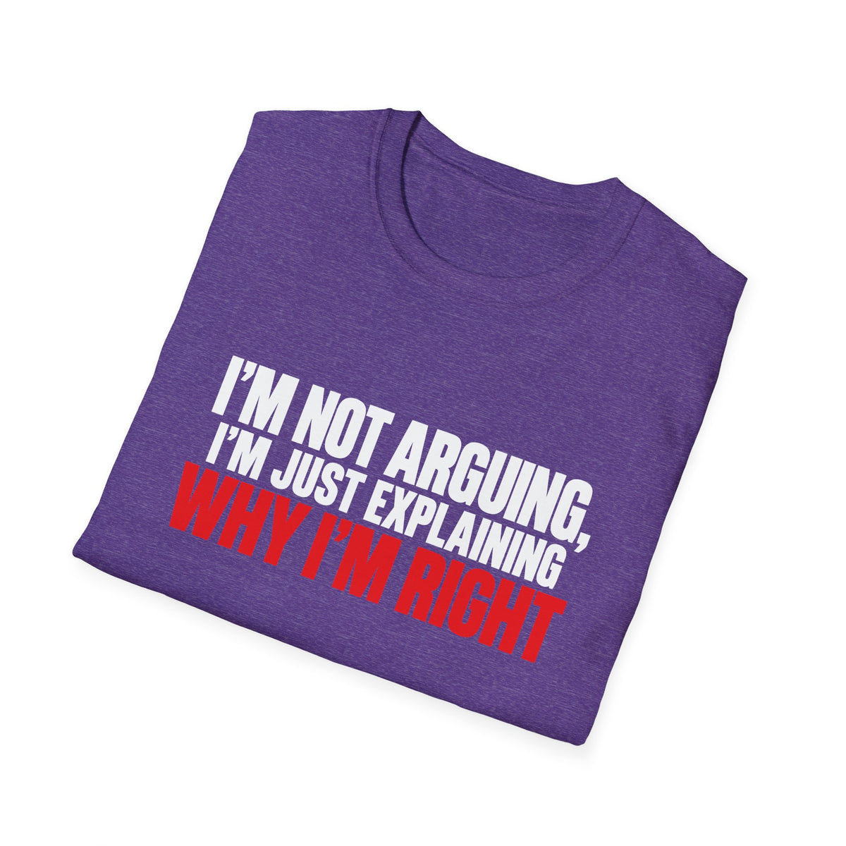 I'm Not Arguing, I'm Just Explaining Why I'm Right — Bold Statement Graphic Unisex Softstyle T-Shirt
