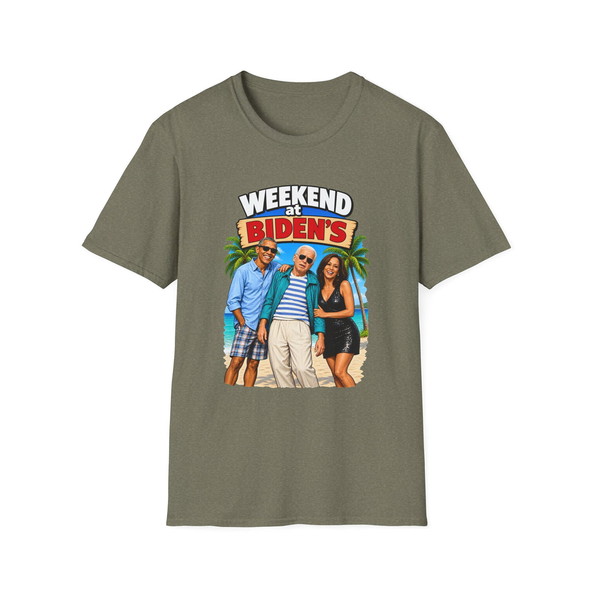 Weekend At Biden's — Beach Party Parody Graphic Unisex Softstyle T-Shirt