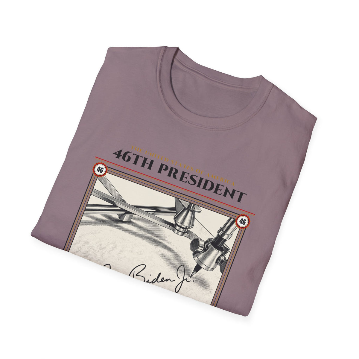 46th President - The Autopen (2021–2025) Vintage Engraving Portrait Unisex Softstyle T-Shirt