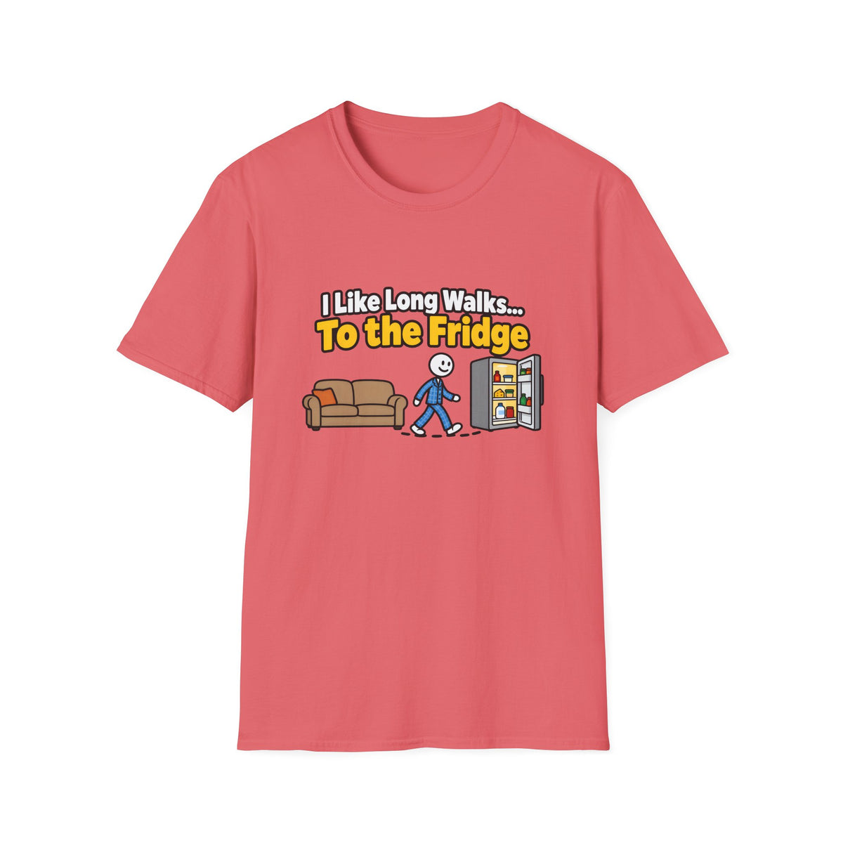 I Like Long Walks To The Fridge — Funny Couch & Snack Humor Graphic Unisex Softstyle T-Shirt