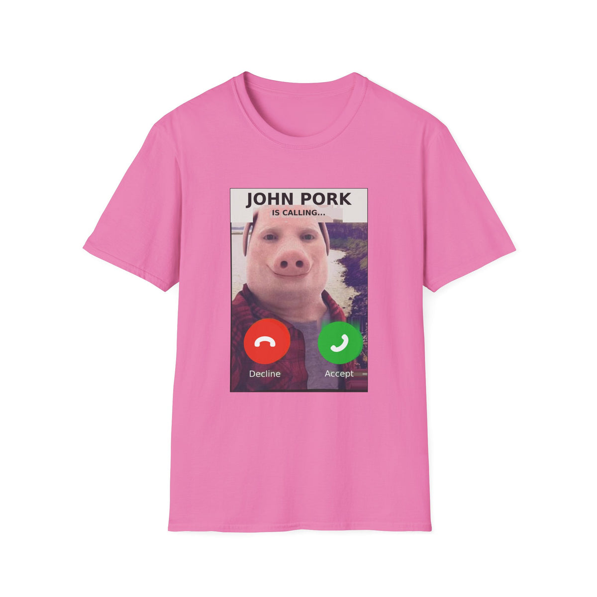 John Pork Is Calling — Viral Incoming Call Meme Unisex Softstyle T-Shirt