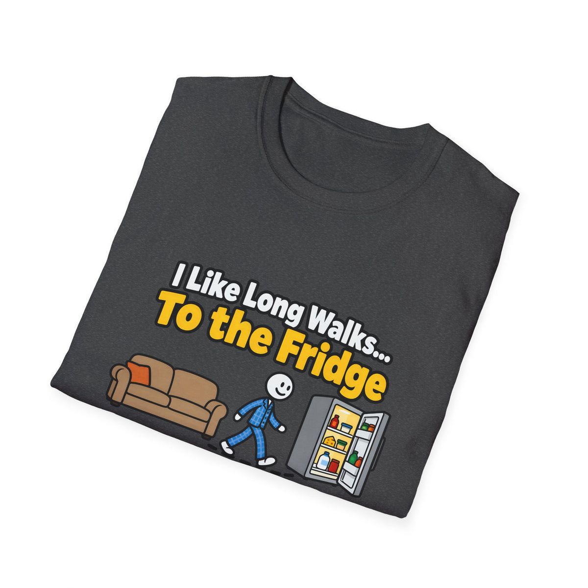 I Like Long Walks To The Fridge — Funny Couch & Snack Humor Graphic Unisex Softstyle T-Shirt