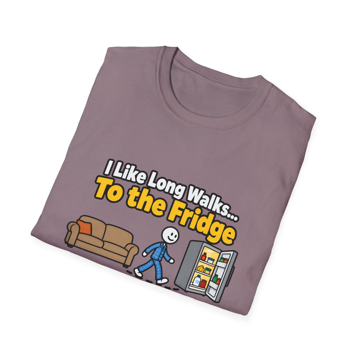 I Like Long Walks To The Fridge — Funny Couch & Snack Humor Graphic Unisex Softstyle T-Shirt