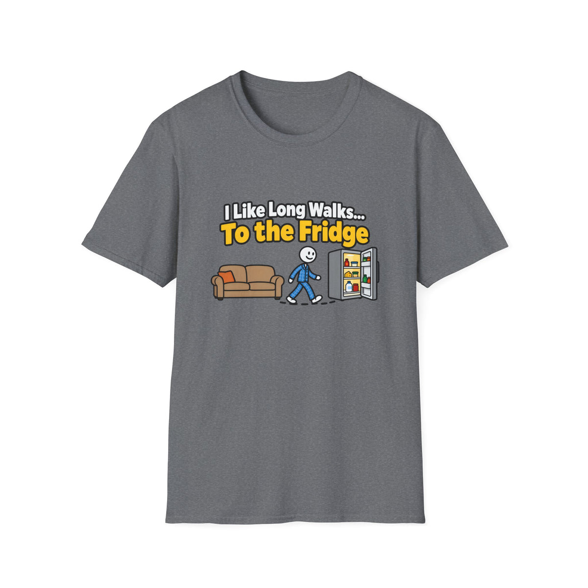 I Like Long Walks To The Fridge — Funny Couch & Snack Humor Graphic Unisex Softstyle T-Shirt