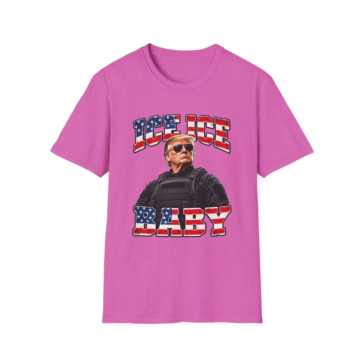 Ice Ice Baby — Trump Tactical Vest & American Flag Graphic Unisex Softstyle T-Shirt