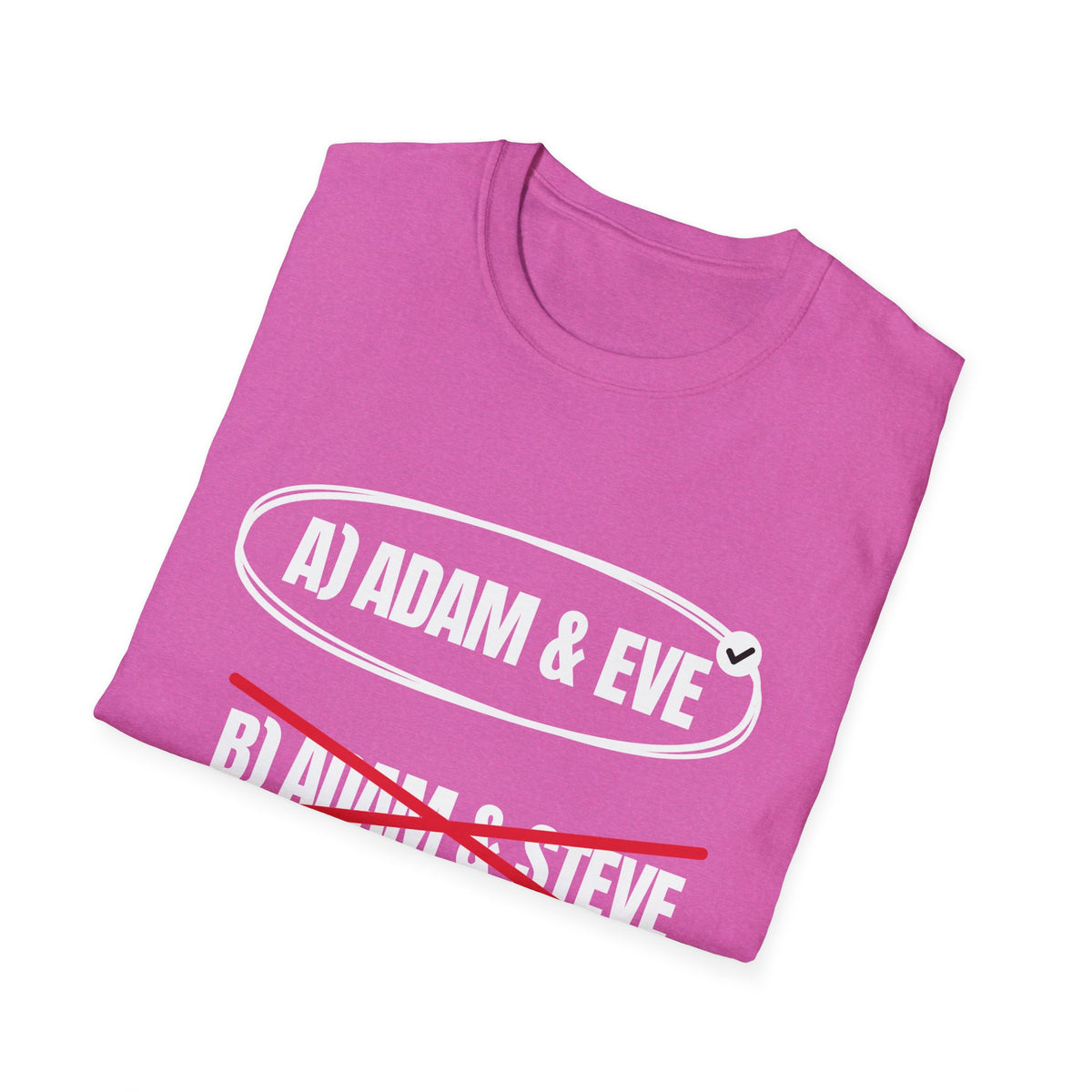 Adam & Eve Not Adam & Steve - God's Creation Order (Genesis 1:27 & 2:24 KJV) Unisex Softstyle T-Shirt