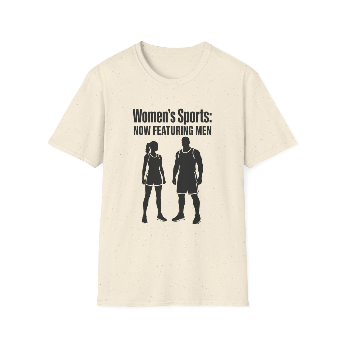 Women's Sports Now Featuring Men — Athlete Silhouette Political Satire Unisex Softstyle T-Shirt