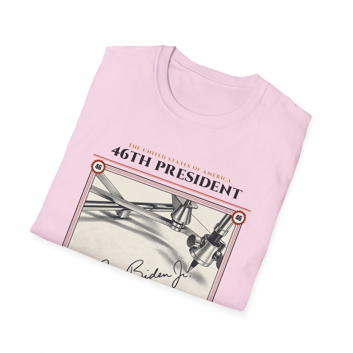46th President - The Autopen (2021–2025) Vintage Engraving Portrait Unisex Softstyle T-Shirt