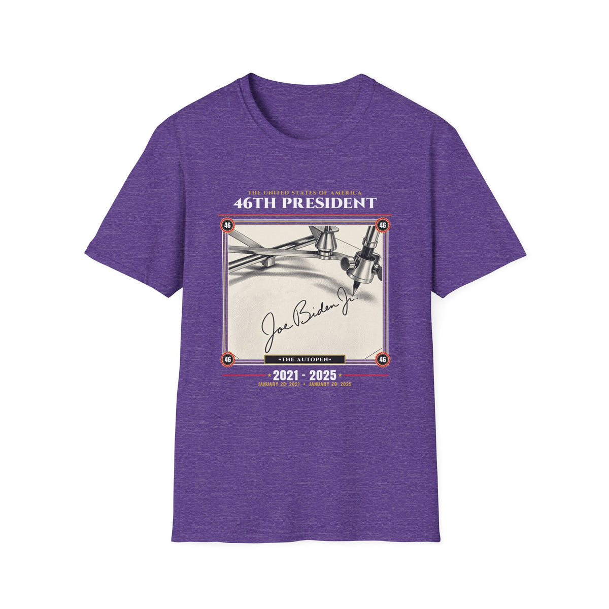 46th President - The Autopen (2021–2025) Vintage Engraving Portrait Unisex Softstyle T-Shirt