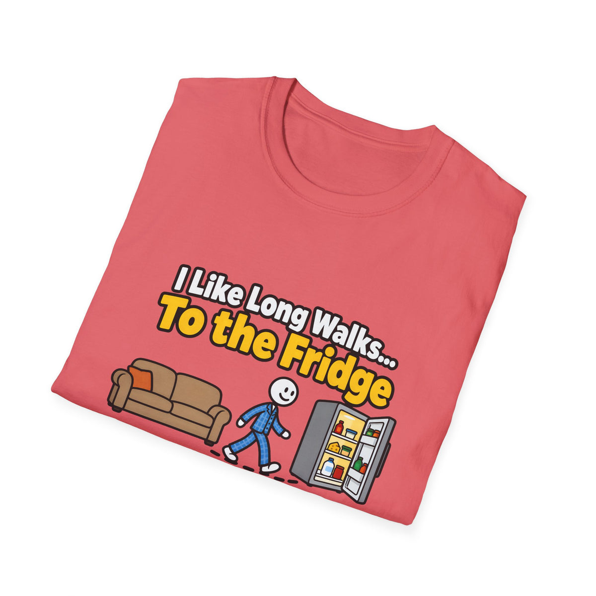 I Like Long Walks To The Fridge — Funny Couch & Snack Humor Graphic Unisex Softstyle T-Shirt