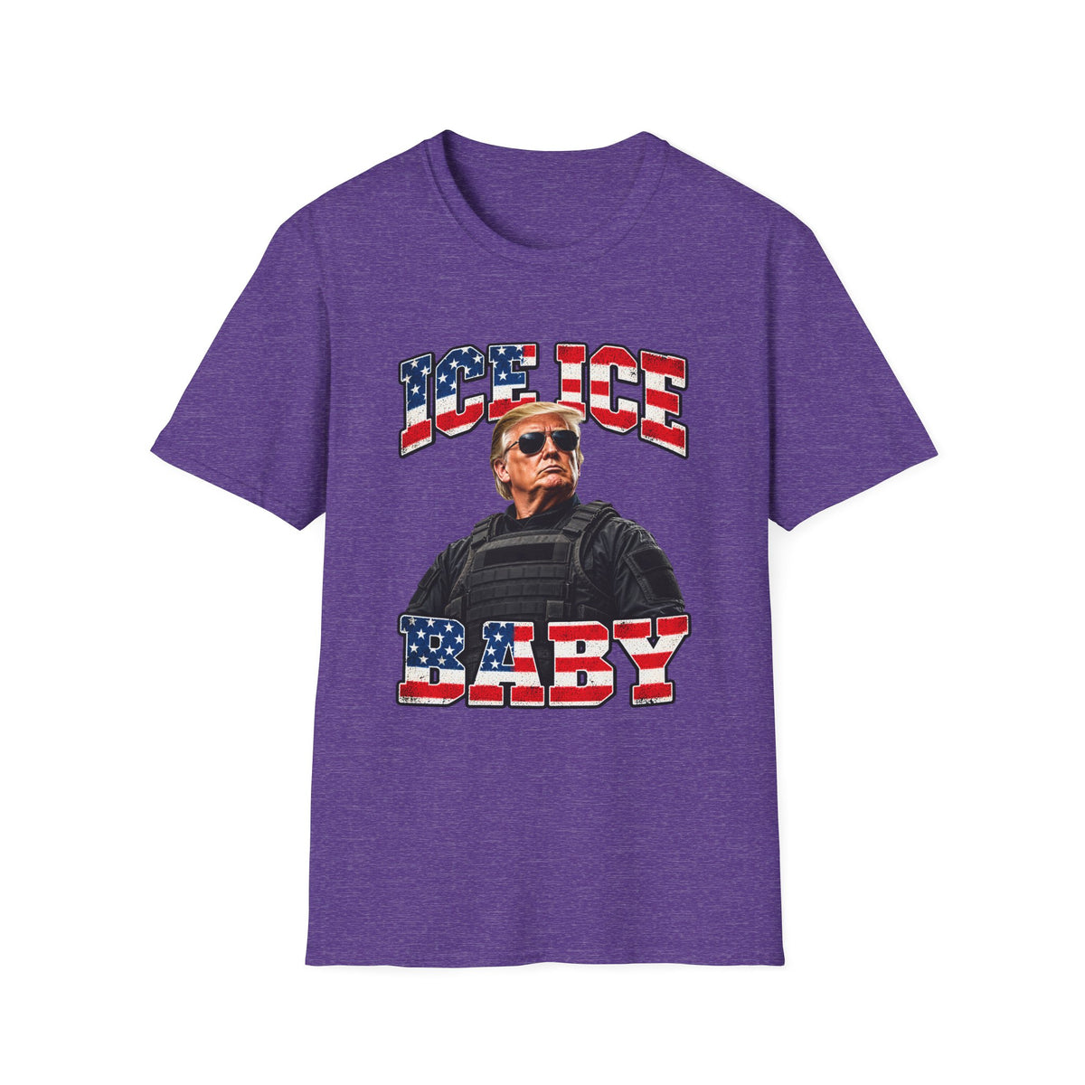 Ice Ice Baby — Trump Tactical Vest & American Flag Graphic Unisex Softstyle T-Shirt