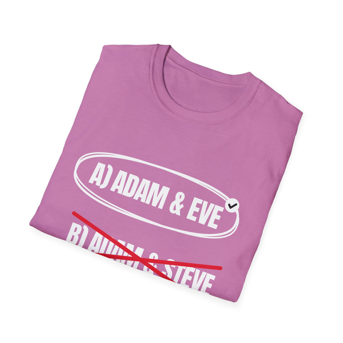 Adam & Eve Not Adam & Steve - God's Creation Order (Genesis 1:27 & 2:24 KJV) Unisex Softstyle T-Shirt