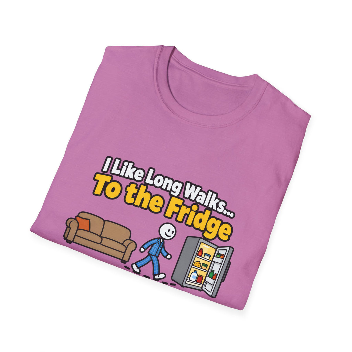 I Like Long Walks To The Fridge — Funny Couch & Snack Humor Graphic Unisex Softstyle T-Shirt