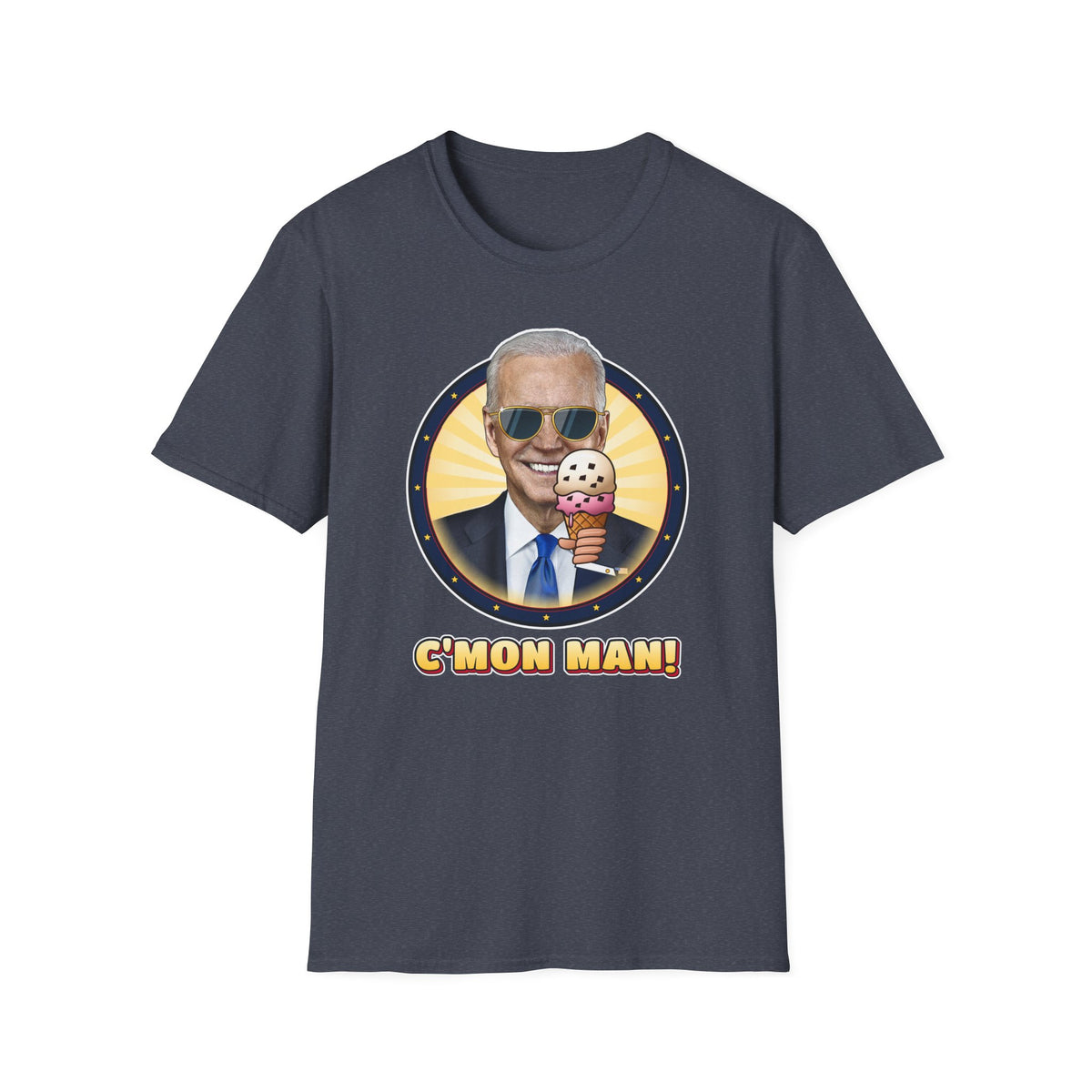 C'mon Man! — Joe Biden Aviators & Ice Cream Graphic Unisex Softstyle T-Shirt